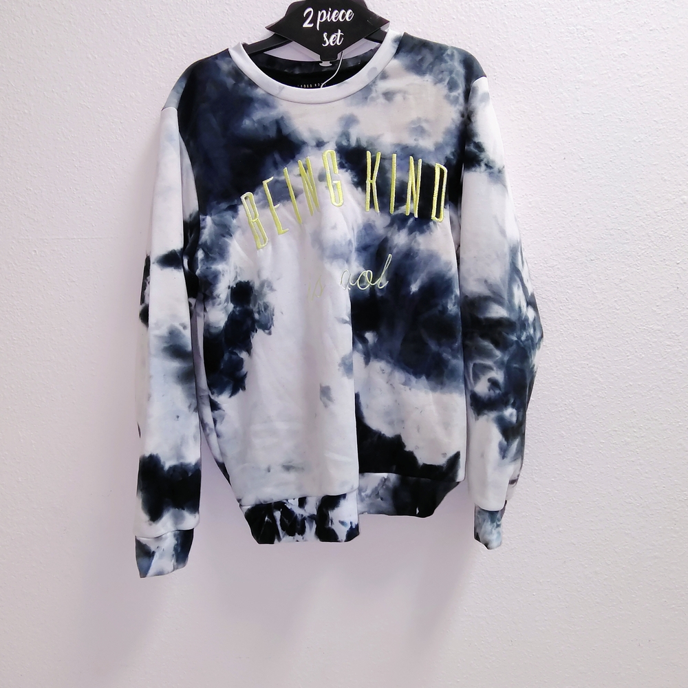 Black and White Crewneck Sweater with Artistic Design